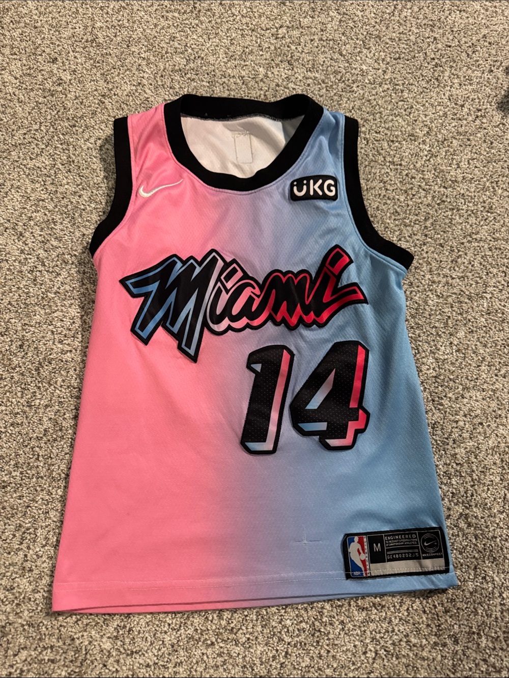 Nike Kids Miami Gradient Basketball Jersey - Pink, Blue & Black Trim